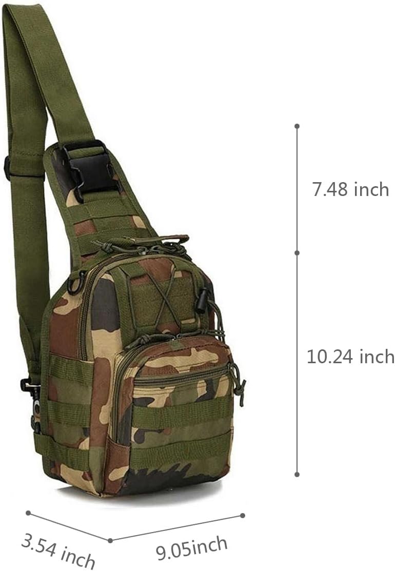 Viriber Tactical Backpack, Waterproof Military Cross-body Molle Sling Shoulder Backpack Chest Bag for Outdoor Every Day Carry Green Camo - Image 2